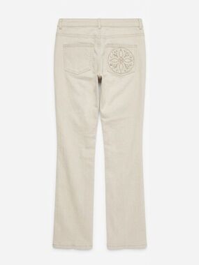 St. John Slim Bootcut Jeans Khaki Embellished Back Pocket Size 4
